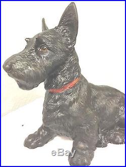 Antique Hubley #412 Cast Iron Scottie Scottish Terrier Dog Doorstop statue 16
