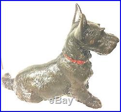 Antique Hubley #412 Cast Iron Scottie Scottish Terrier Dog Doorstop statue 16