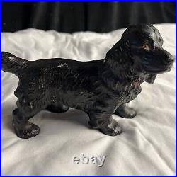 Antique Hubley 427 Solid Cast Iron Black Cocker Spaniel Dog Statue Bookend