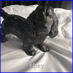 Antique Hubley 427 Solid Cast Iron Black Cocker Spaniel Dog Statue Bookend