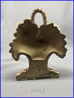 Antique Hubley #8 Cast Iron Door Stop Flower Basket Book End 6 tall