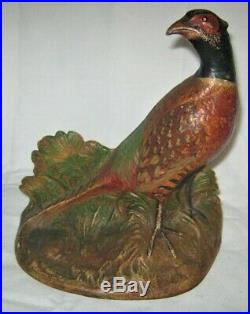 Antique Hubley Artist Fred Everett Cast Iron Pheasant Bird Art Statue Doorstop