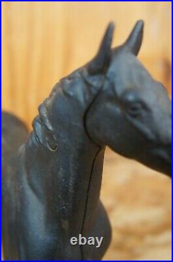 Antique Hubley Black Cast Iron Horse Door Stop Equestrian Figurine Statue 12