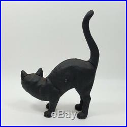 Antique Hubley Black Cat Cast Iron Doorstop Halloween Arched Back Vintage