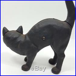 Antique Hubley Black Cat Cast Iron Doorstop Halloween Arched Back Vintage