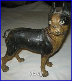Antique Hubley Boston Terrier Cast Iron Art Statue Sculpture Door Doorstop USA