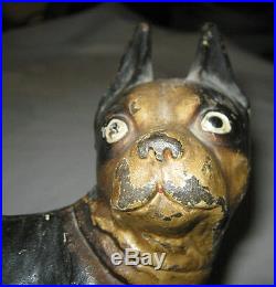 Antique Hubley Boston Terrier Cast Iron Art Statue Sculpture Door Doorstop USA