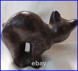 Antique Hubley Cast Iron Arched Halloween Cat Paper Weight Excellent Condition