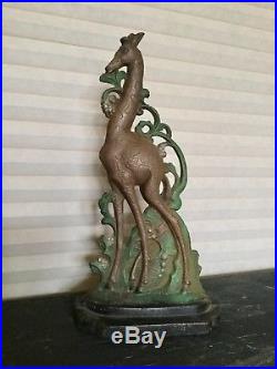 Antique Hubley Cast Iron Art Deco Giraffe Doorstop, As Found