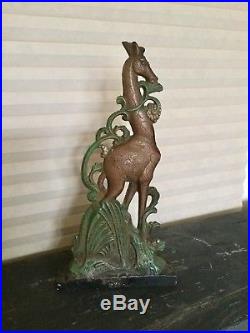 Antique Hubley Cast Iron Art Deco Giraffe Doorstop, As Found