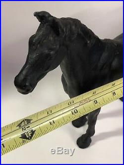 Antique Hubley Cast Iron Black 12 Horse Statue Figurine Door Stop Heavy 6 lbs