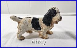 Antique Hubley Cast Iron Black & White Cocker Spaniel Dog Doorstop / Bookend