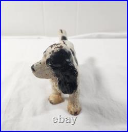 Antique Hubley Cast Iron Black & White Cocker Spaniel Dog Doorstop / Bookend