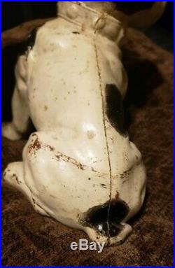 Antique Hubley Cast Iron Black & White French Bulldog Dog Doorstop PA Toy Co