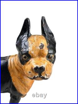 Antique Hubley Cast Iron Boston Terrier Dog Door Stop