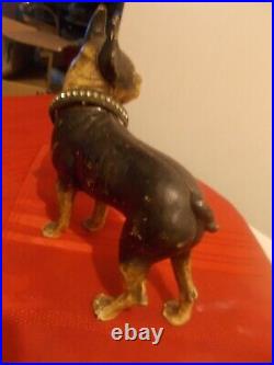 Antique Hubley Cast Iron Boston Terrier Door Stop & Bulldog Germany
