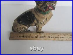 Antique Hubley Cast Iron Boston Terrier Sitting Door Stop (7 1/2)