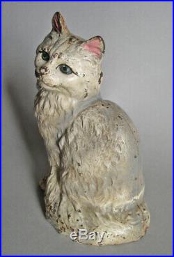 Antique Hubley Cast Iron CAT DOORSTOP 302 Persian Sitting Signed
