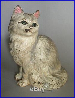 Antique Hubley Cast Iron CAT DOORSTOP 302 Persian Sitting Signed