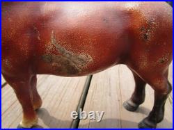 Antique Hubley Cast Iron Chestnut Brown Percheron Draft Horse Original Door Stop