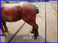 Antique Hubley Cast Iron Chestnut Brown Percheron Draft Horse Original Door Stop