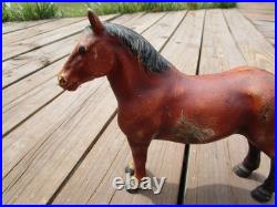 Antique Hubley Cast Iron Chestnut Brown Percheron Draft Horse Original Door Stop