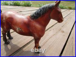 Antique Hubley Cast Iron Chestnut Brown Percheron Draft Horse Original Door Stop