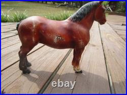 Antique Hubley Cast Iron Chestnut Brown Percheron Draft Horse Original Door Stop