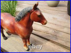 Antique Hubley Cast Iron Chestnut Brown Percheron Draft Horse Original Door Stop