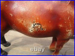 Antique Hubley Cast Iron Chestnut Brown Percheron Draft Horse Original Door Stop