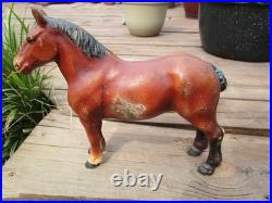 Antique Hubley Cast Iron Chestnut Brown Percheron Draft Horse Original Door Stop
