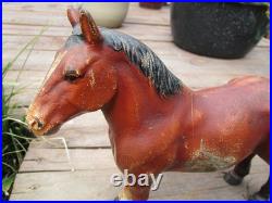 Antique Hubley Cast Iron Chestnut Brown Percheron Draft Horse Original Door Stop