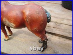 Antique Hubley Cast Iron Chestnut Brown Percheron Draft Horse Original Door Stop