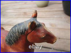 Antique Hubley Cast Iron Chestnut Brown Percheron Draft Horse Original Door Stop