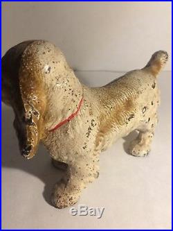 Antique Hubley Cast Iron Cocker Spaniel Tan Dog Art Statue Sculpture Doorstop
