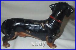 Antique Hubley Cast Iron Dachshund Weenie Dog Doorstop Art Statue Home Sculpture