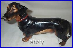 Antique Hubley Cast Iron Dachshund Weenie Dog Doorstop Art Statue Home Sculpture