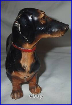 Antique Hubley Cast Iron Dachshund Weenie Dog Doorstop Art Statue Home Sculpture