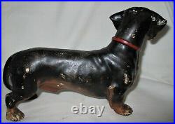 Antique Hubley Cast Iron Dachshund Weenie Dog Doorstop Door Statue Toy Sculpture