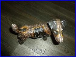 Antique Hubley Cast Iron Dog Door Stop Wire Fox Terrier 8x8