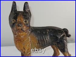 Antique Hubley Cast Iron Dog Doorstop Left Facing Boston Terrier