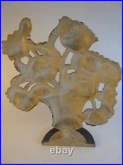 Antique Hubley Cast Iron Doorstop 10 1/2'', POPPIES, original paint, nice
