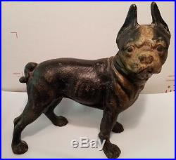 Antique Hubley Cast Iron Doorstop Boston Terrier #331 Dog Collectible