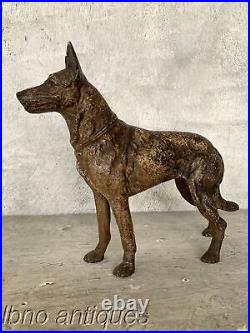 Antique Hubley Cast Iron Doorstop Dog. German Sheppard #380. Original Patina