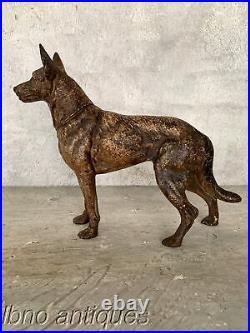 Antique Hubley Cast Iron Doorstop Dog. German Sheppard #380. Original Patina