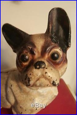 Antique Hubley Cast Iron Doorstop French Bulldog #304 Dog Collectible