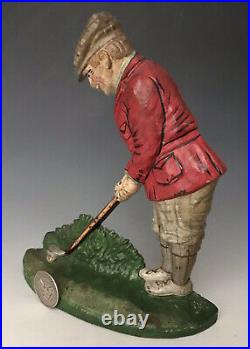 Antique Hubley Cast Iron Doorstop Putting Golfer #34, Original Paint, 1920, NR