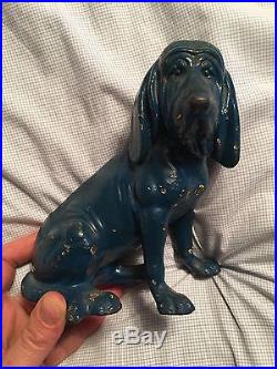Antique Hubley Cast Iron Doorstop Very Rare Blue Bloodhound #387 Dog Collectible