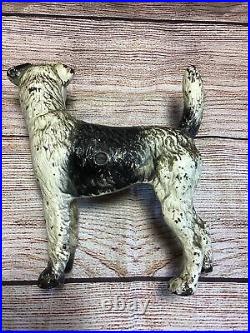 Antique Hubley Cast Iron Doorstop Wiredhaired Fox Terrier Dog