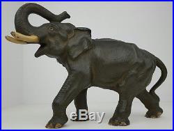 Antique Hubley Cast Iron Elephant Doorstop Decorative Art Highly Detailed Heavy